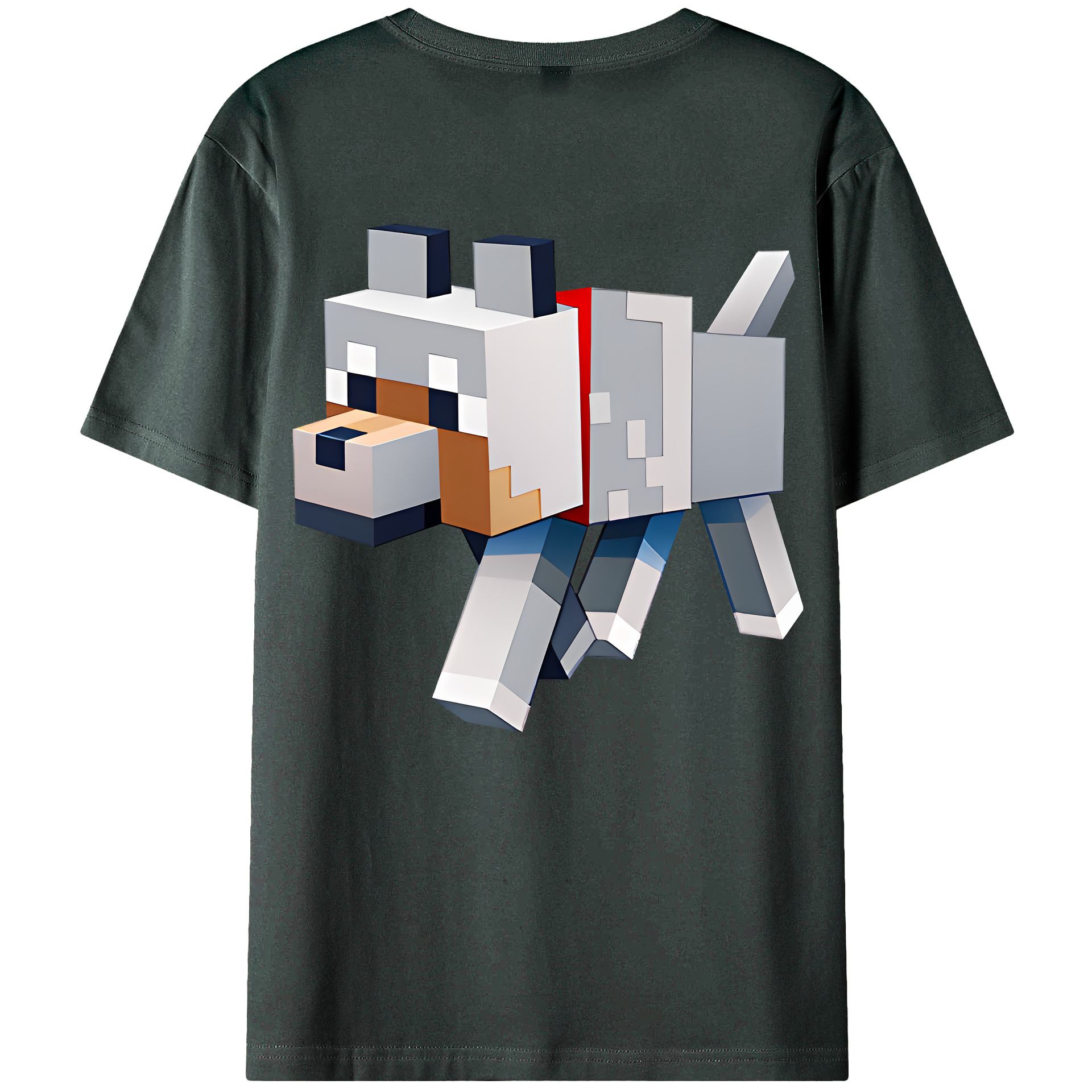 （画像用） マインクラフト ブロックの世界 Minecraft MC Block world 綿100％ メンズ半袖Tシャツ（バックプリント） 通気性